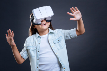 Happy emotional girl feeling excited