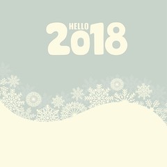 Hello 2018 hand lettering inscription. Winter poster.
