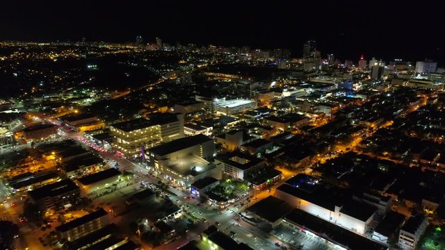 Aerial video Midnight in Miami Beach