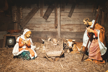nativity scene in the stable