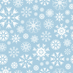 Merry Christmas and Happy New Year seamless pattern with snowflakes. Abstract winter background. Vector illustration