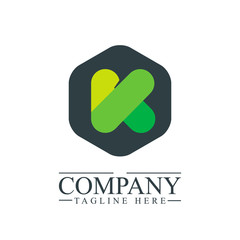 Initial Letter K Hexagonal Design Logo