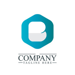 Initial Letter B Hexagonal Design Logo