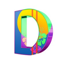 three dimensional "D" letter with exotic colors, 3D rendering