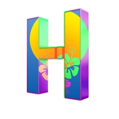 three dimensional "H" letter with exotic colors, 3D rendering