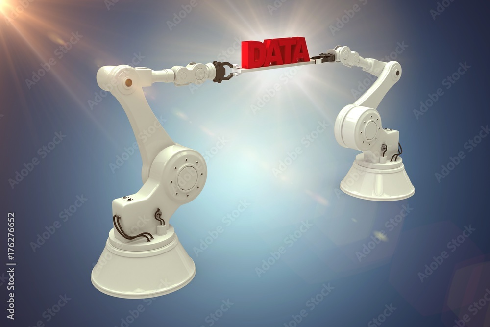 Poster composite image of digitally composite image of robotic hands