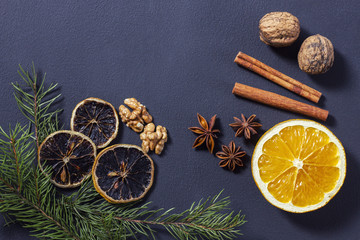 Anise, fresh and dried orange, cinnamon and walnuts