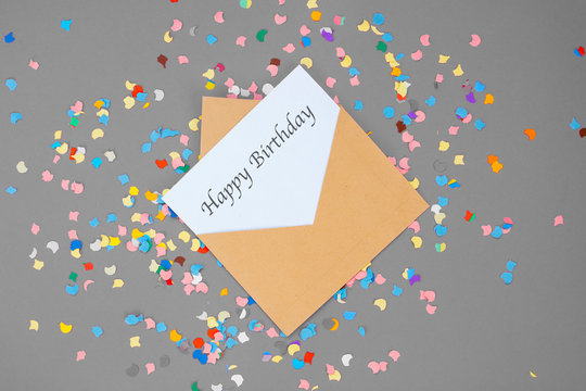 Happy Birthday card with colorful confetti
