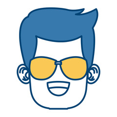 Boy with sunglasses cartoon icon vector illustration graphic design