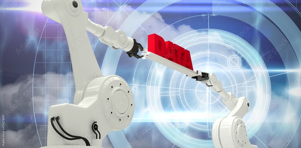 Poster composite image of computer generated image of metallic robotic