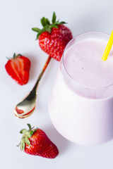Strawberry milkshake top view