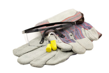 Basic Personal Protection Equipment (PPE) on white background