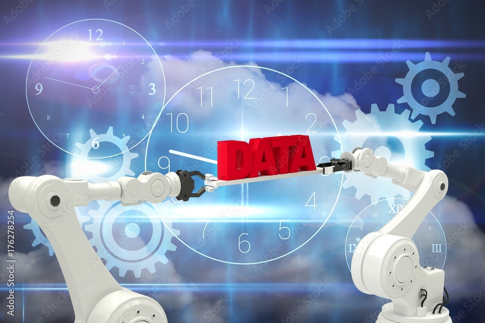 Poster composite image of digitally composite image of robotic hands