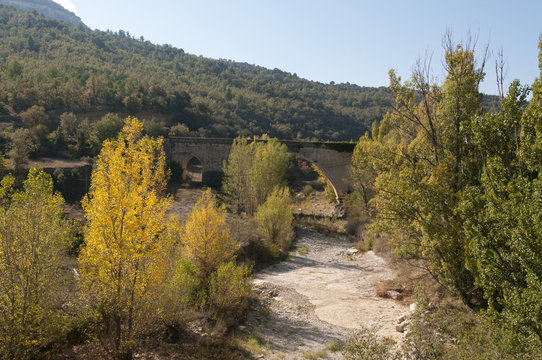 Medieval bridge in the Maestrazgo, Castellón, Spain