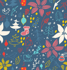 Christmas seamless pattern with fir tree
