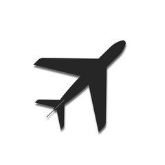 Obraz premium black plane with a shadow. aircraft abstract. white background. vector illustration