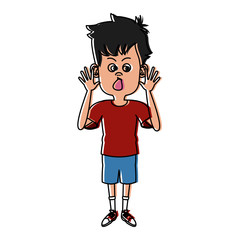 Cute and funny boy cartoon icon vector illustration graphic design