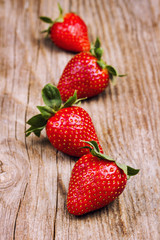 Strawberries on a wooden table