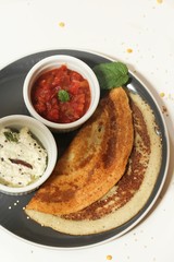 Quinoa Dosa - Healthy south Indian breakfast with lentil and rice served with chutney