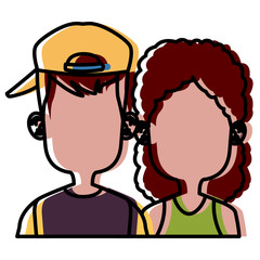 Cute kids friends cartoon icon vector illustration graphic design