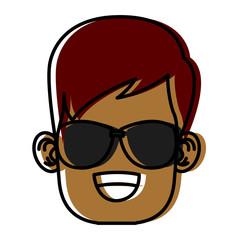 Boy with sunglasses cartoon icon vector illustration graphic design