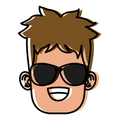 Boy with sunglasses cartoon icon vector illustration graphic design