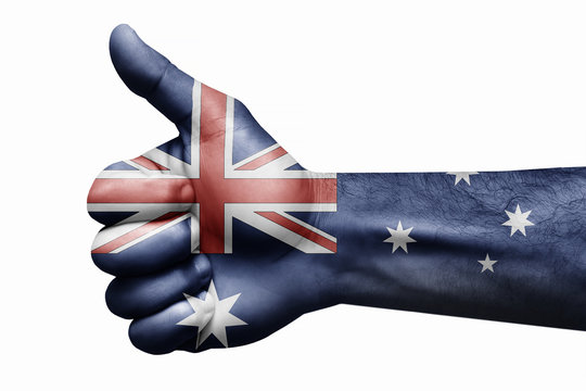 Flags written on hands australi, australia Flag, australia counter, Hand with thumbs, yes symbol,