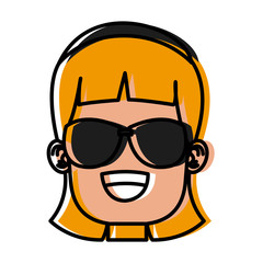 Girl with sunglasses icon vector illustration graphic design