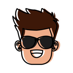 Boy with sunglasses cartoon icon vector illustration graphic design