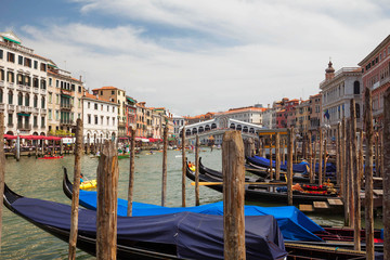 Venice / View of the river and city historical architecture