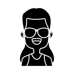 Girl with sunglasses icon vector illustration graphic design