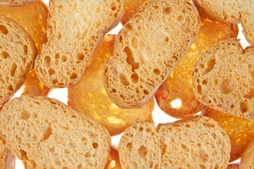 rebanadas de pan tostado haciendo un fondo 