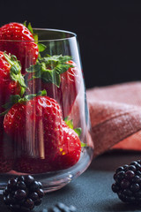 Strawberries in a glass closeup
