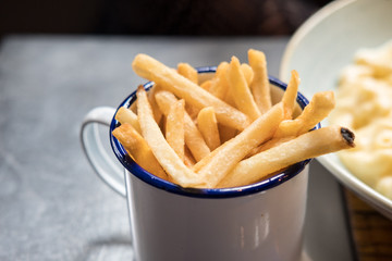 Close up of French Fries in a cup