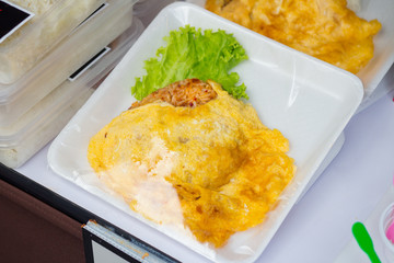 Fried Rice omelet box packed in Thailand