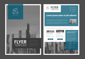 Business Flyer Layout with Blue and Gray Accents