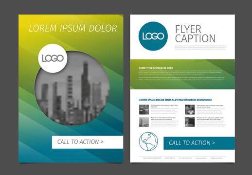 Business Flyer Layout with Blue and Green Accents