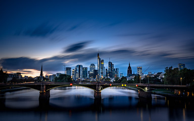 Frankfurt skyline by night - obrazy, fototapety, plakaty