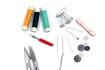 Fototapeta na wymiar Sewing Tools Group for use.