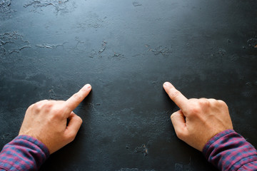 the man points with two fingers. makes a choice. template