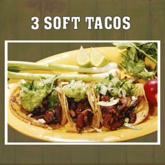 3 soft tacos, guacamole, radish, onion, cilantro & lemon