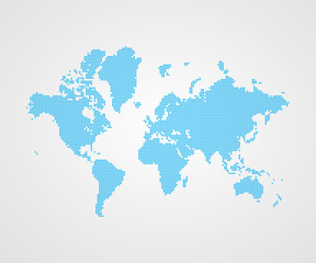 Vector dotted world map infographic symbol. International illustration sign. Blue template element for business, presentation, marketing project, sample, web design, media, news, blog, advertisement