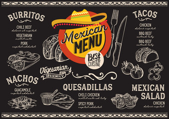 Mexican menu restaurant, food template. - 176288244