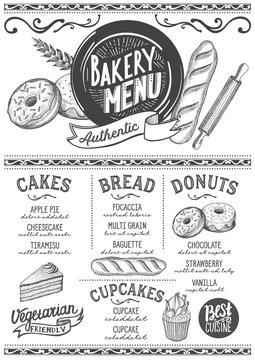 Bakery menu restaurant, food template.