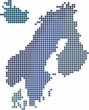Fototapeta Circle shape Nordic counties map on white background. Vector illustration.