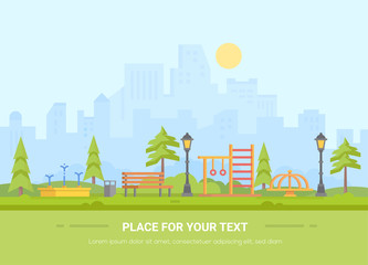 Children playground - modern vector illustration with place for text