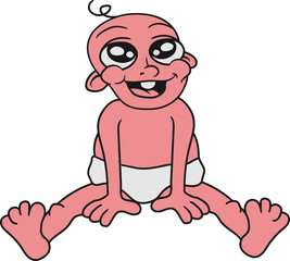 sitzend klein süß niedlich windel kind baby comic cartoon