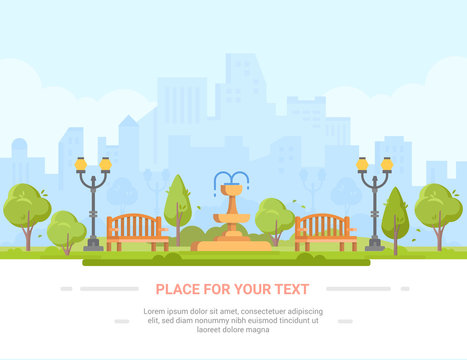 City park - modern vector illustration with place for text