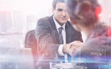 Manager interviewing a female applicant