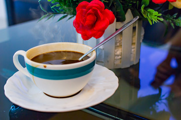 Black coffee ready to drink.